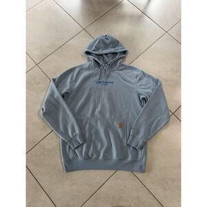 Carhartt Force Hoodie Mens M Blue Fleece Lighweight Workwear Outdoor Drawstring